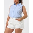 thumbnail image 6 of Agnes Orinda Women's Plus Size Shirts Sleeveless Summer Casual Button Down Tank Tops 1X Blue, 6 of 8
