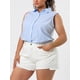 thumbnail image 5 of Camisas sin mangas de verano para mujeres de tallas grandes Agnes Orinda, blusas de botón, 2X, azul, 5 of 8