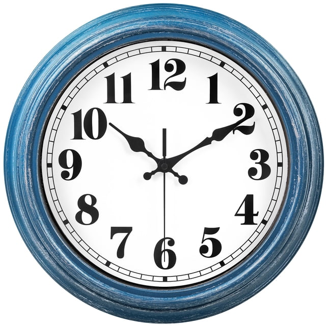 Reloj de pared JENLYSTIME retro de 30 cm, silencioso, no hace tictac, azul