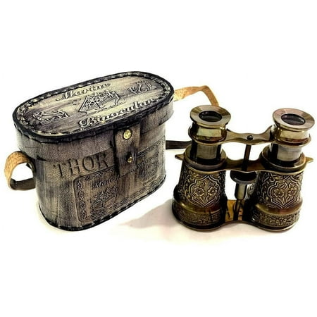 Nautical Marine Victorian Antique Binoculars With Leather Case Handmade Item