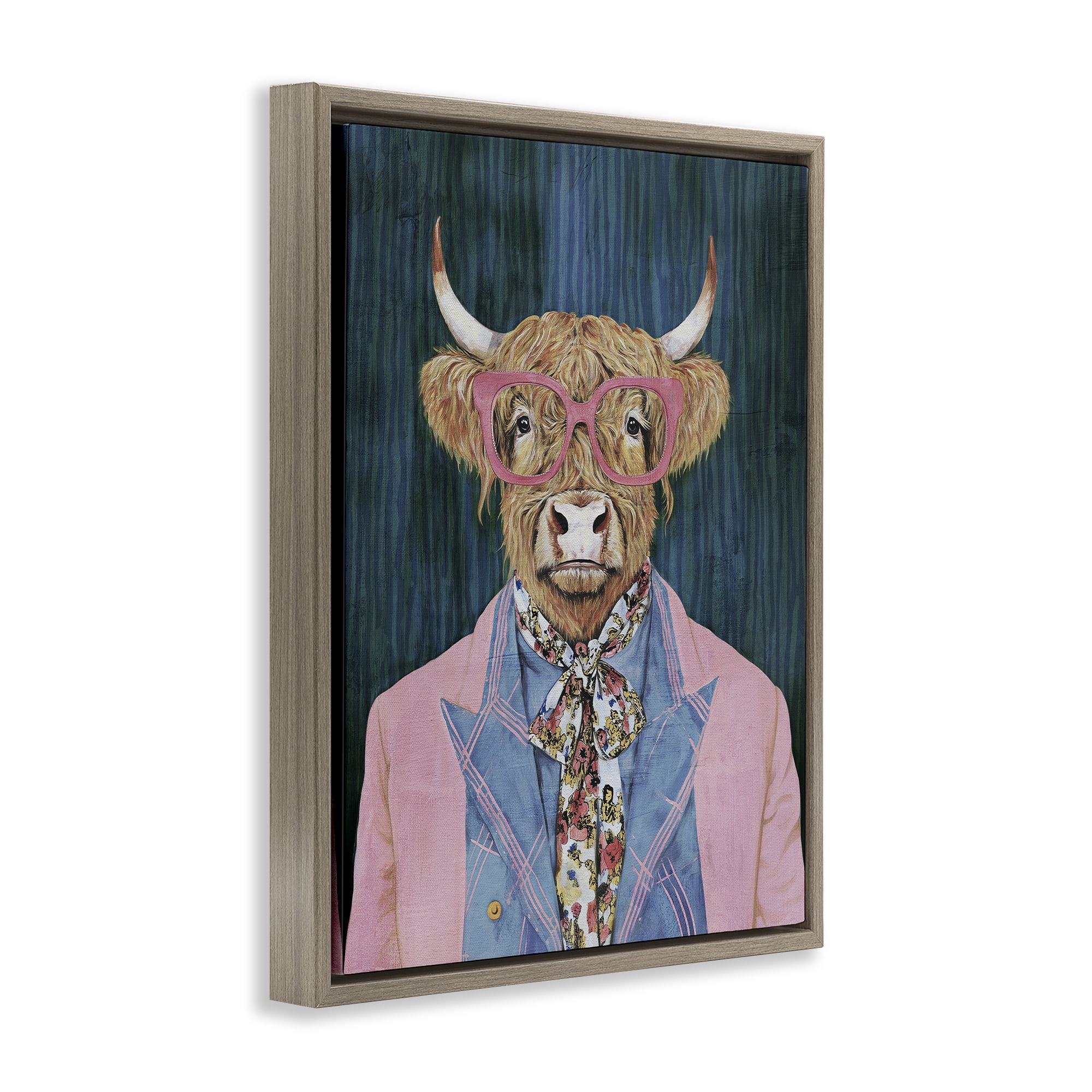 Stupell Industries Gentle Bull Portrait Brown Framed Floater Canvas Wall Art, design by Svetlana Aleynikova