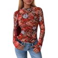 thumbnail image 1 of PRETTYGARDEN Camisa de Malla Floral de Manga Larga para Mujer XXL, 1 of 8