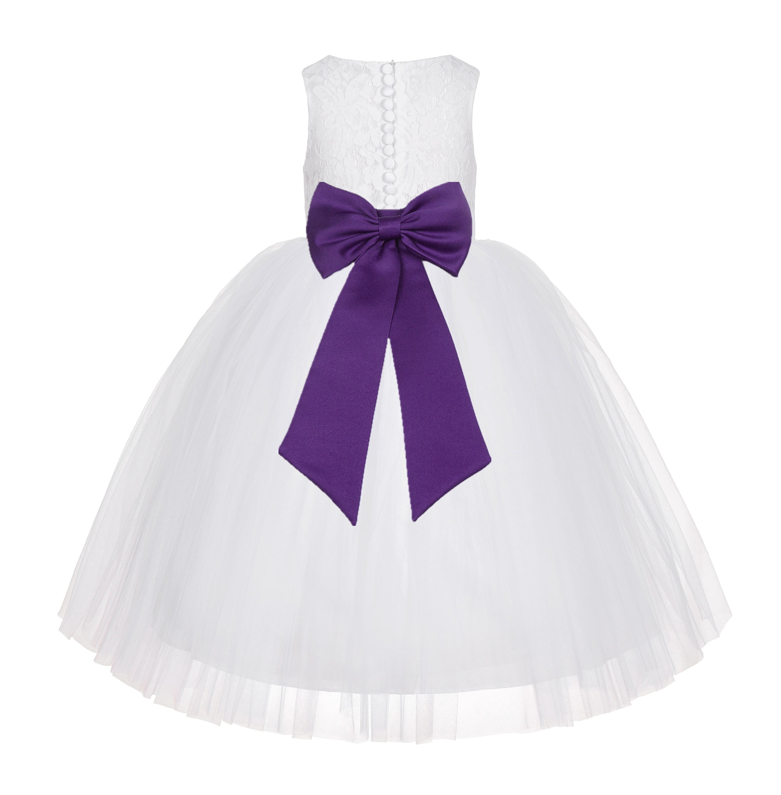 White Floral Lace Flower Girl Dress Special Occasions Wedding Gown LG7