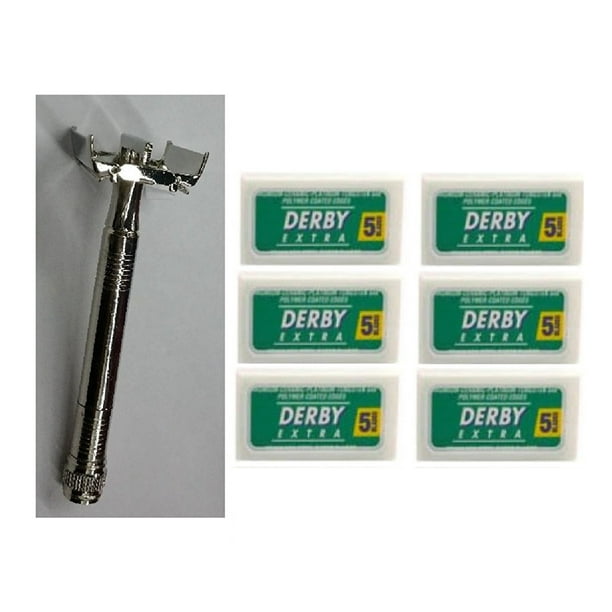 Double Edge Safety Razor + Derby Extra Double Edge Blades, 5 ct. (Pack