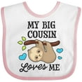 thumbnail image 3 of Inktastic My Big Cousin Loves Me with Sloth and Hearts Boys or Girls Baby Bib, 3 of 4