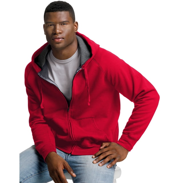 Hanes Nano Sweat à Capuche Léger Premium pour Hommes, Fermeture Éclair Complète, 2X, Rouge Profond