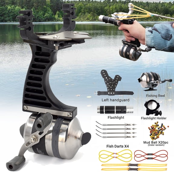 Piaoyu Fishing Slingshot Set for Outdoor Hunting - Versatile Slingshot with Stainless Steel Reel, Fish Darts, and Line Slot Plate