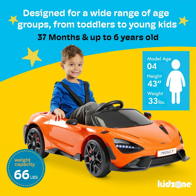 Kidzone 12V Licensed McLaren 765LT Kids Ride On Sports Car