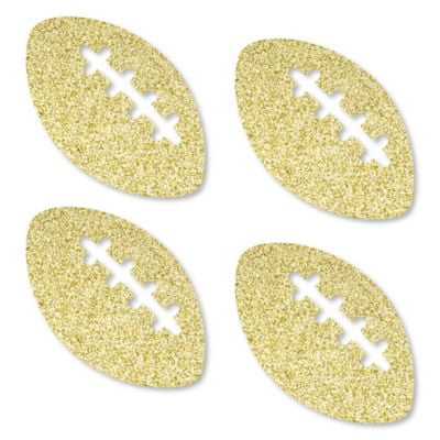 Gold Confetti Baby Shower Gold Glitter Football - No-Mess Real Gold Glitter Cut-Outs - Baby Shower or Birthday Party Confetti - Set of 24 ()