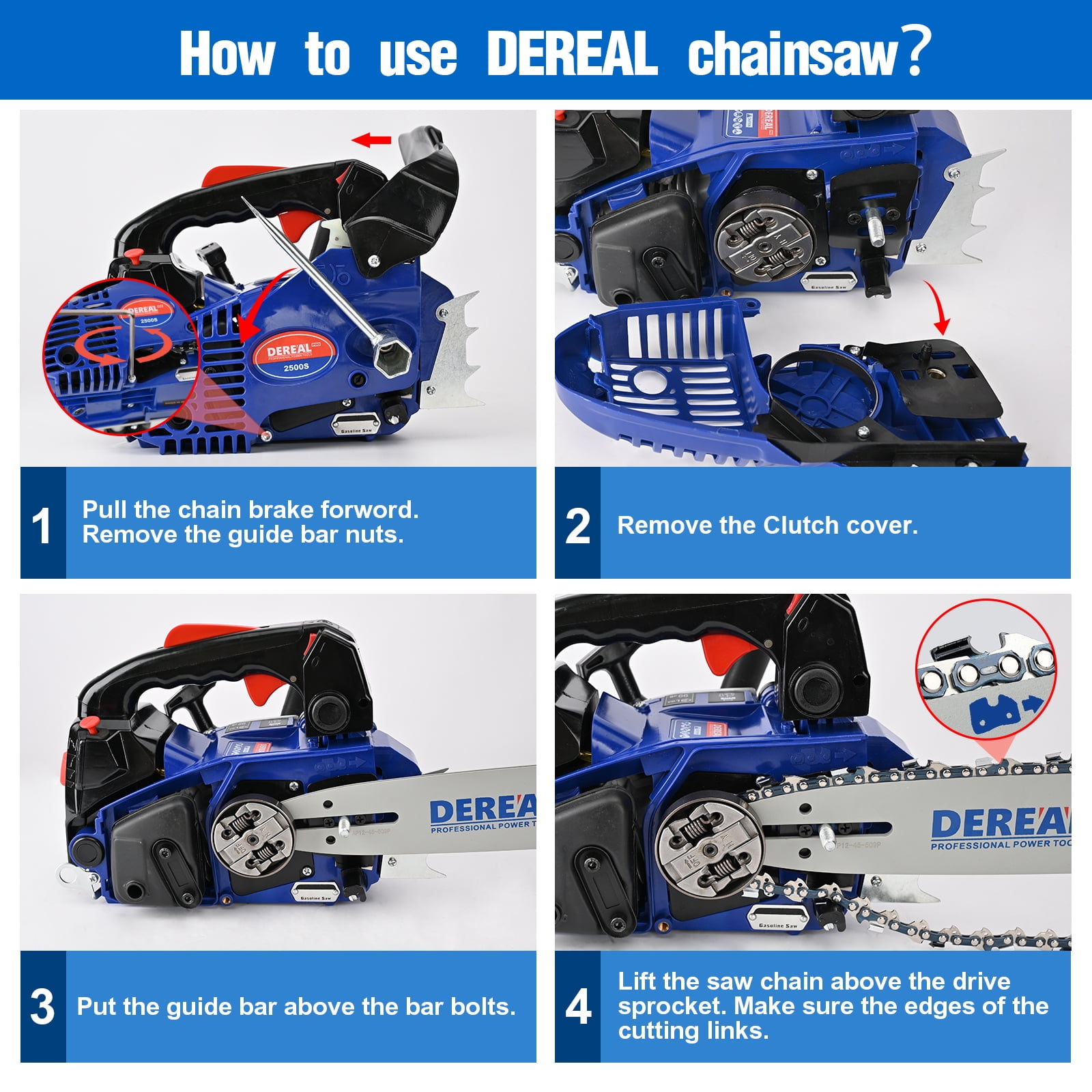 Gas Chainsaw 12 in. Professional Chainsaw 25.4 CC 2-Cycle Lightweight One-Hand Chainsaw