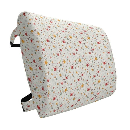 

Cartoon Lumbar Pillow Birds Swirls Flowers and Mini Hearts Nature Inspired Drawing Style Happy Animals Soft Back Cushion for Office Chairs with Adjustable Straps 14 x 13 Multicolor by Ambesonne