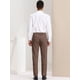 thumbnail image 5 of Pantalones de vestir ajustados con frente plano y bloque de color con estampado geométrico informal para hombre XL Marrón, 5 of 6