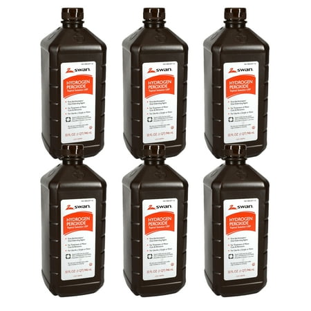 (6) Swan Hydrogen Peroxide 3% Topical Solution USP 32Oz First Aid Antiseptic for Treatment of Minor Cuts Abrasions Healthcare Oral Rinse for Home School Office Medical Kit & CUSTOM Storage Carrier