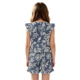 thumbnail image 2 of ZIATUBLES Vintage Floral Print Girls Summer Short Jumpsuits Flutter Sleeves One-Piece Romper Soft Comfort Kids Casual Playsuit with Pockets for 9-10 Y, 2 of 6