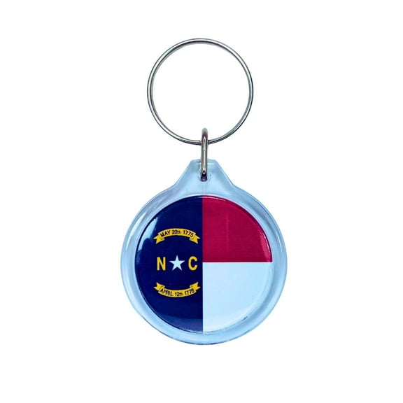 Round Acrylic Keychain - State Flag North Carolina - USA | Lightweight Travel Keepsake, Collectible Souvenir, Everyday Key Accessory