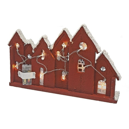 

Led Snow Covered Red Wooden 2D Village (9.85)Red