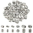 thumbnail image 1 of 60 cuentas de tubo de plata tibetanas, espaciadoras de columna, a granel, de 1 a 4 mm, con agujero grande, para pulseras, espaciadoras de tubo de metal, 6 estilos, 1 of 4