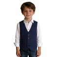 thumbnail image 2 of Boys Vest Sleeveless Button Down Navy Suit Back To School Clothes Kid Boys Formal Vest for Kids Dress Vest 9-10 Years, 2 of 7