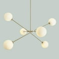 thumbnail image 3 of Six Globes Mid Century Style Sputnik Chandelier – Handcrafted Pendant Ceiling Light, Brass Frame Glass Globe Design Light Fixture, 3 of 4