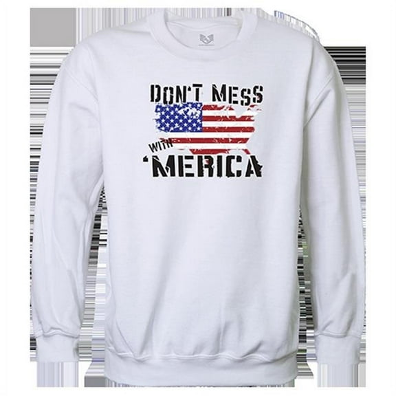 Rapid Dominance  Dont Mess with America Graphic Crewneck Sweatshirt, White - Large