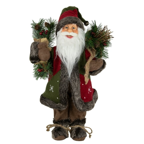 Northlight 16" Country Santa Claus with Snowflake Jacket Standing Christmas Figure