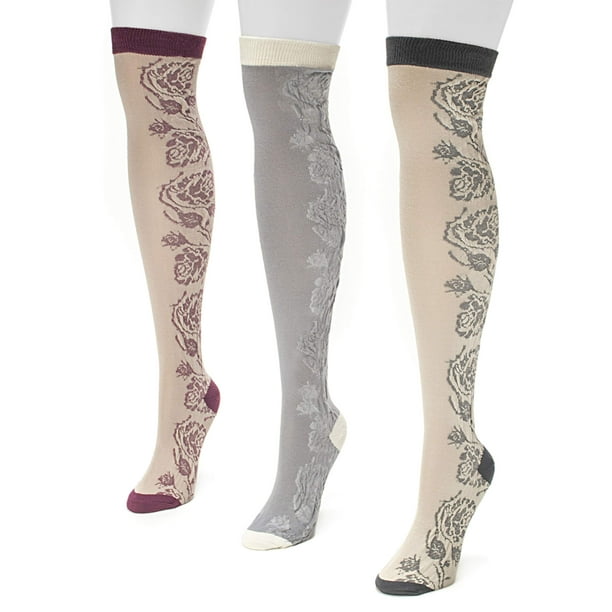 Muk Luks - Women's 3 Pair Over the Knee Microfiber Socks - Walmart.com ...