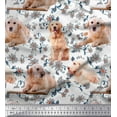 thumbnail image 1 of Soimoi Cotton Cambric Fabric Floral,Book & Golden Retriever Dog Decor Fabric Printed Yard 56 Inch Wide, 1 of 1