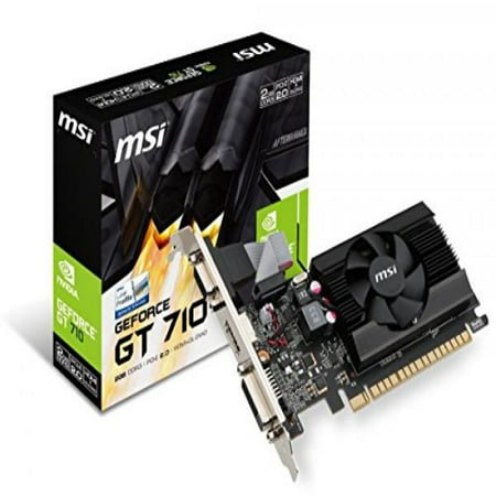 MSI Gaming GeForce GT 710 2GB GDRR3 64-bit HDCP Support DirectX 12 OpenGL 4.5 Single Fan Low Profile Graphics Card (GT 710 2GD3