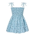 thumbnail image 2 of ITFABS Robe à Bretelles Imprimée Florale d'Été pour Filles, Col Bateau, Lacée, 2 of 7