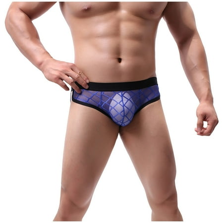 

YUEHAO underwear women Men New High-Profile Low-Waist y Underwear Rhombus Mesh Perspective Underwear Purple M