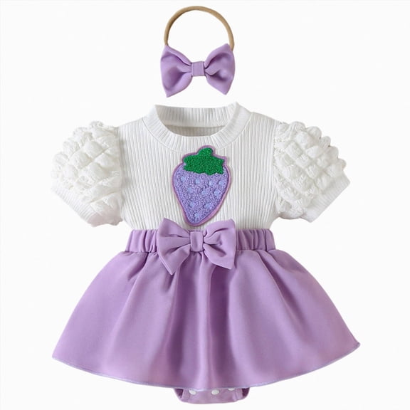 Leey-World Baby Girl Onesies Baby-girls Short Sleeve Bodysuits One-piece Organic Cotton Baby Girl Onesies(Purple,3-6 Months)