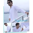 thumbnail image 2 of COOFANDY Men's 2 Pieces Cotton Linen Set Henley Shirt Long Sleeve and Casual Beach Pants Summer Yoga Outfits, 2 of 6