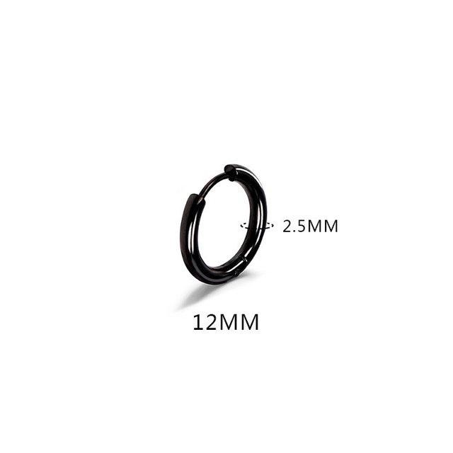 Pendientes con hebilla para la oreja con forma de anillo redondo de acero de titanio de 2,5 de espesor, con personalidad para hombres y mujeres