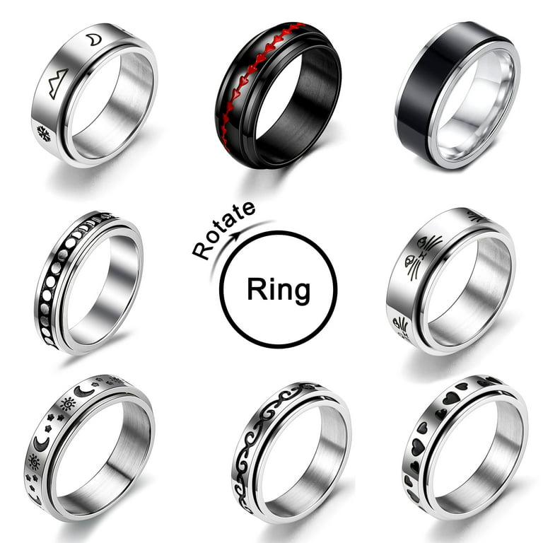 Men Women Cool Fidget Spinning Chain Ring Anxiety Relief Fashion Simple  Wedding 9PCS Stainless Steel Band Rings - China Ring and Alloy Ring price