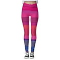 thumbnail image 1 of MKLEKYY Leggings deportivos para mujer, pantalones de yoga deportivos de cintura alta ajustados a la moda informal para mujer, leggings estampados de rayas coloridas, 1 of 3