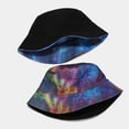 thumbnail image 2 of Sombrero de cubo para hombres y mujeres, sombreros de sol estampados reversibles empacables, gorras de playa para viajes de verano al aire libre de pescador Feliz Sencillez, 2 of 3