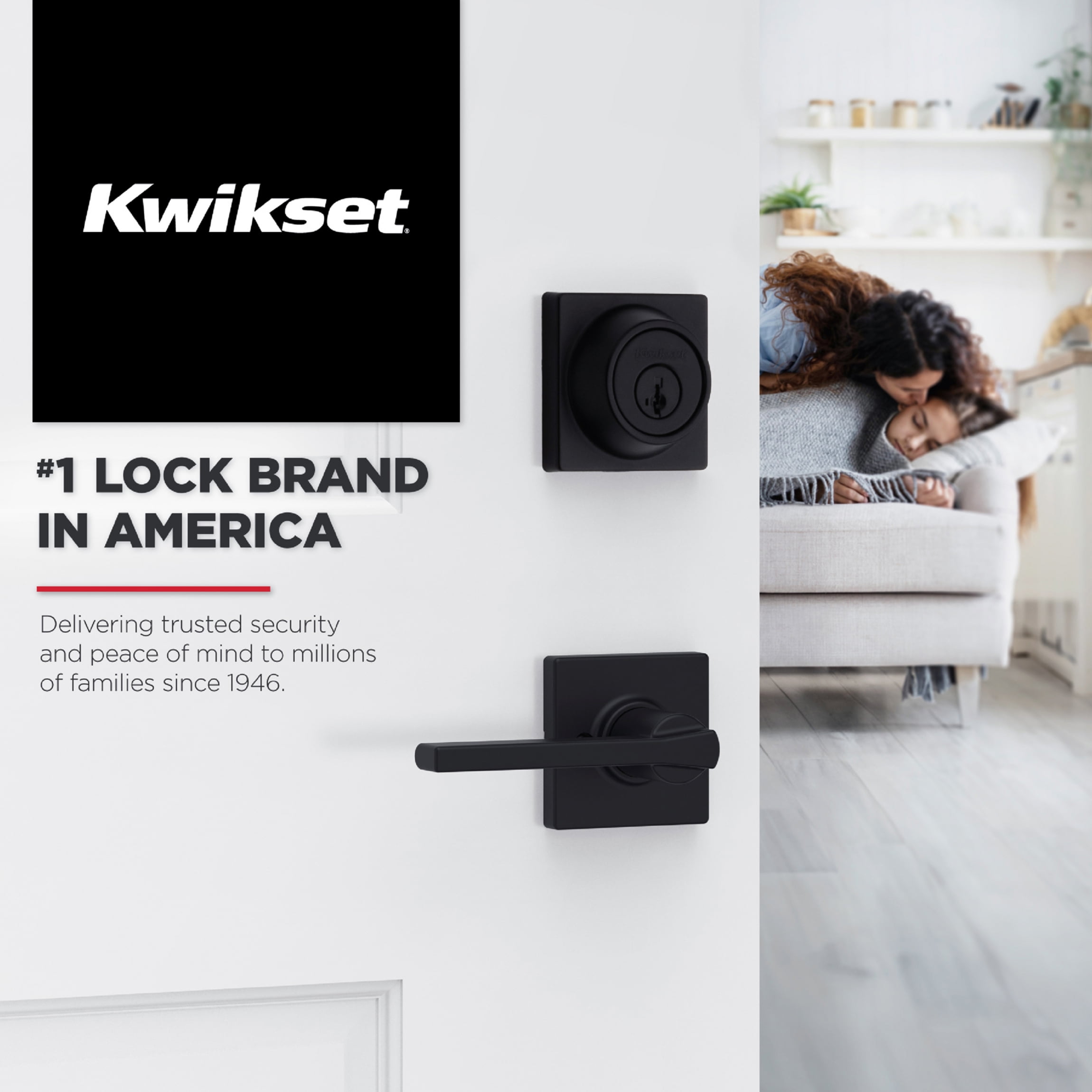 Kwikset Breton Square Half-Dummy Lever Doorknob Matte Black