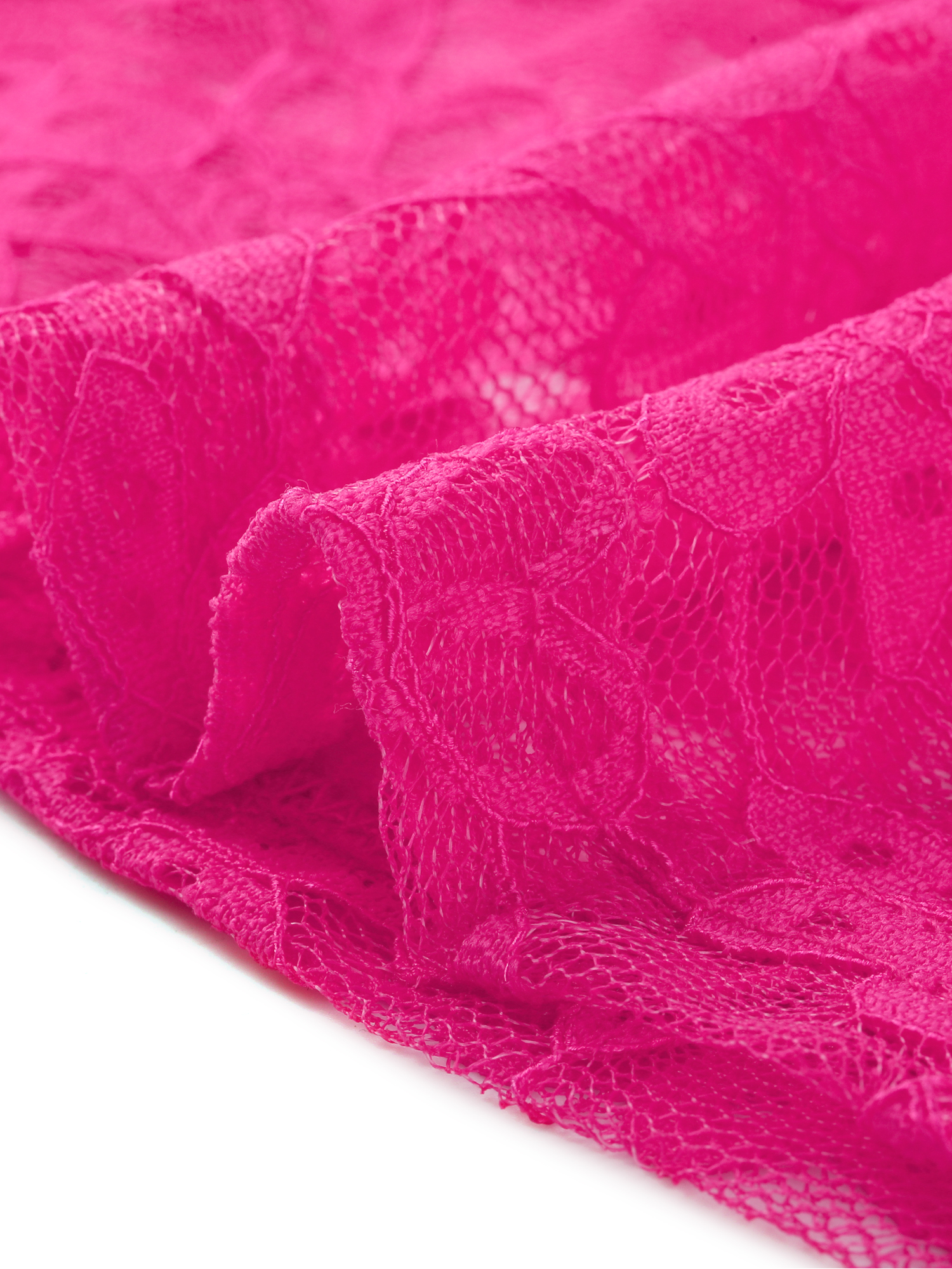 DARING DIVA Women's Plus Size Open Front 3/4 Sleeve Sheer Lace Cardigan L Hot Pink
