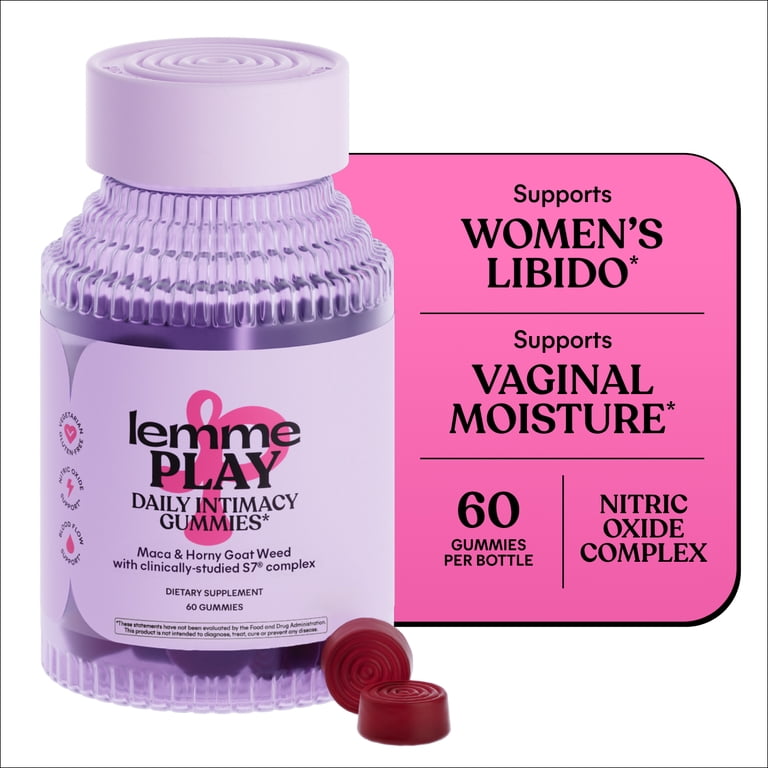 2 pack) Lemme Play Daily Intimacy Gummies for Women, Cherry Flavored, 60 Count