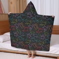 thumbnail image 5 of Black Colorful Dinosaurs Chalk Pattern Hooded Bath Towel，60"x35" for Ages 3 To 12 Kids, Quick Dry Lightweight Soft Microfiber Hood Beach Towel Cover Up for Kids, 5 of 7
