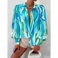 thumbnail image 3 of BTFBM Women Fashion Button Down Shirts V Neck Boho Printed Long Sleeve Blouses Dressy Casual Spring Fall Tops, 3 of 6