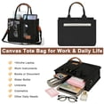 thumbnail image 5 of Canvas Tote Bag for Women, Crossbody Canvas Bag with Multi-Pocket, Purses Everything Shoulder Tote Bag Everyday Satchel Handbags Messenger Gym Totes, Black, 5 of 7