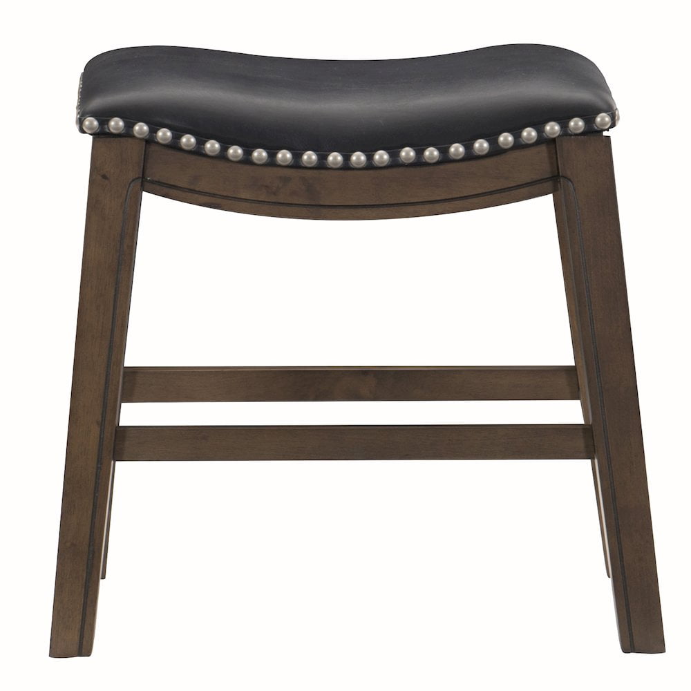Homelegance 18" Dining Height Wooden Bar Stool Saddle Seat Barstool, Black Brown