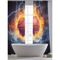 thumbnail image 5 of Sheer Curtains 96 Inches Long 2 Panels, Ice Fire Basketball Sport Rod Pocket Curtain Voile Draperies, Lightning Water Ripple Abstract Art Light Filtering Window Treatment for Living Room, 5 of 8