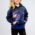 thumbnail image 2 of Byoo Tween Girls Graphic Hooded Sweatshirt Dragon Printed Full-Sleeve Casual Hoodie Kids Sporty Unisex Pullover Top, Blue, 2 of 6