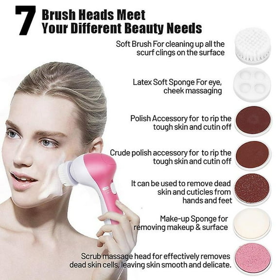 7in1 Face Cleaner Waterproof Electric Facial Brush Skin Care Cleansing Massager
