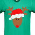 thumbnail image 4 of Inktastic Christmas Cute Reindeer in Santa Hat Women's V-Neck T-Shirt, 4 of 5