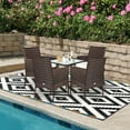 thumbnail image 3 of Patiojoy Outdoor 2 PCS Rattan Dining Chair Patio Cushioned Arm Chair w/Zipper Brown, 3 of 10