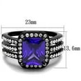 thumbnail image 4 of Womens Black Ring Anillo Para Mujer Stainless Steel Ring with AAA Grade CZ in Tanzanite Caprina, 4 of 4