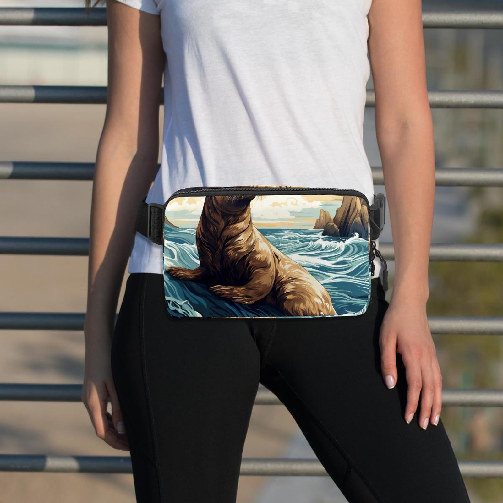 Sea lion Lightweight Adjustable Crossbody Fanny Sling Bag with Extension Strap Unisex